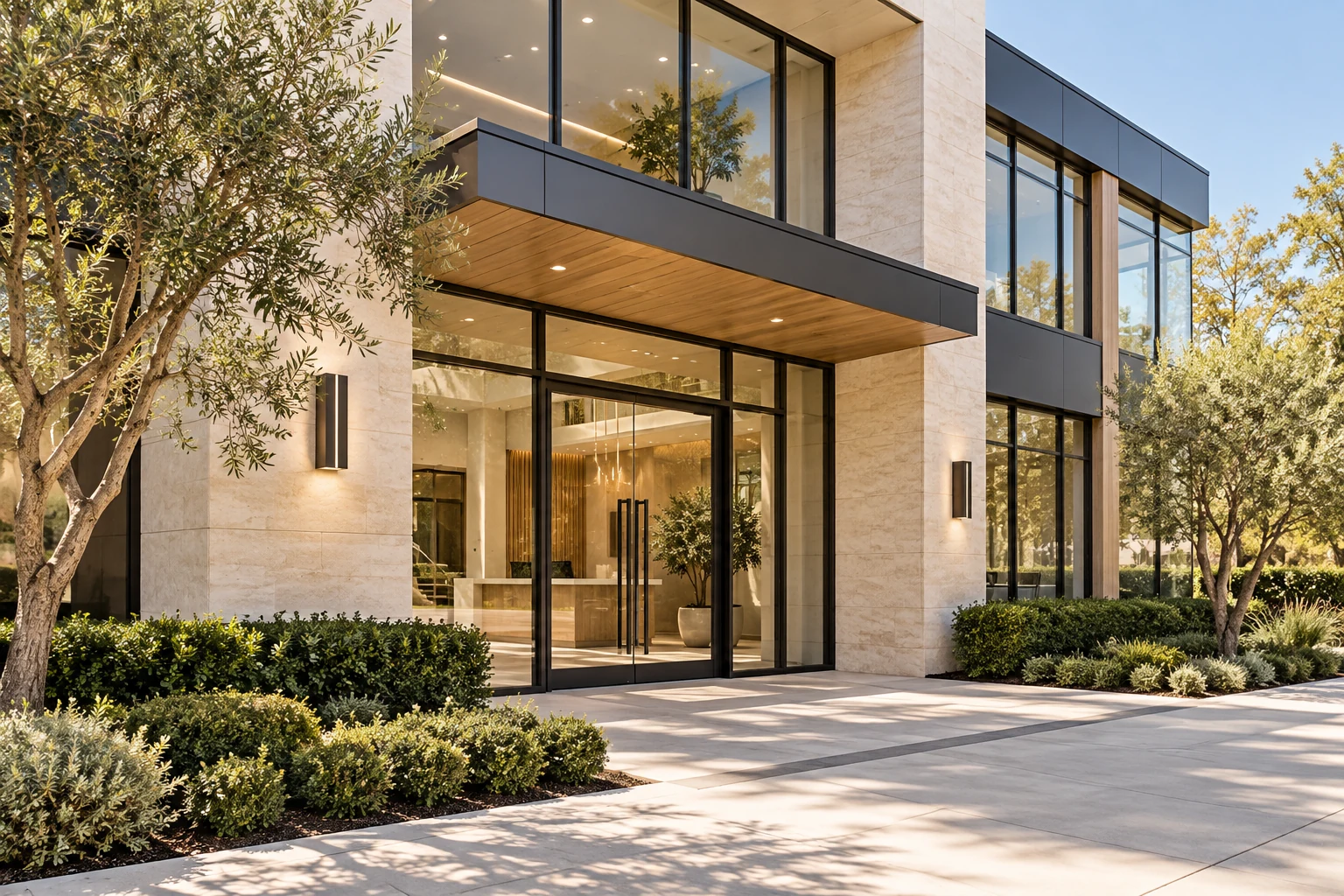 Contemporary commercial building entrance