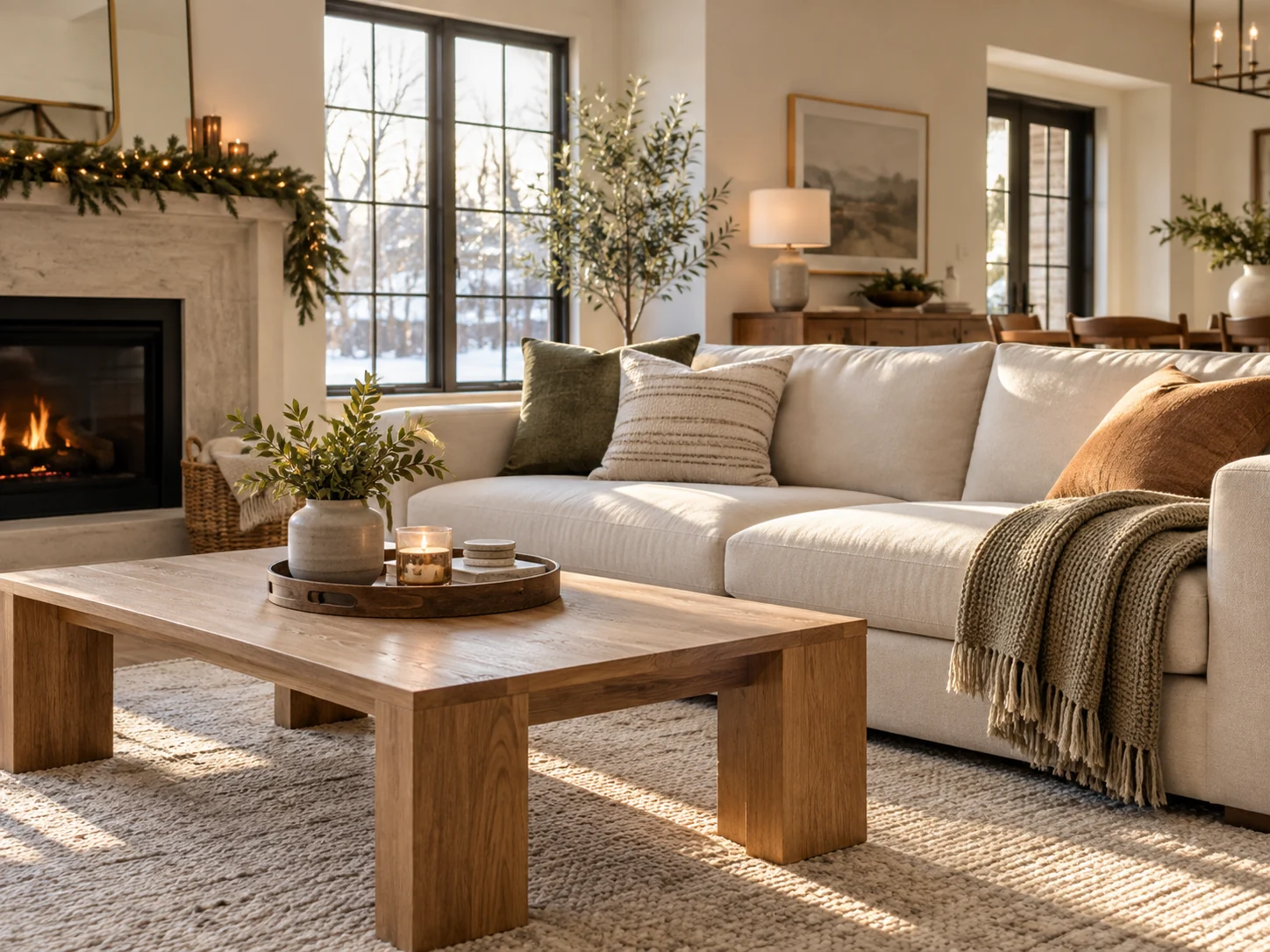 A peaceful living room after a thoughtful seasonal reset